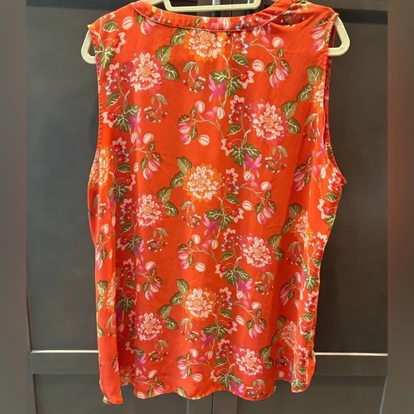 Rose & Olive Floral Print Sleeveless Blouse, Tank, Top, 2X - Picture 9 of 9